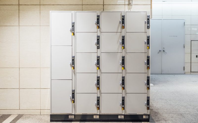white locker in train station